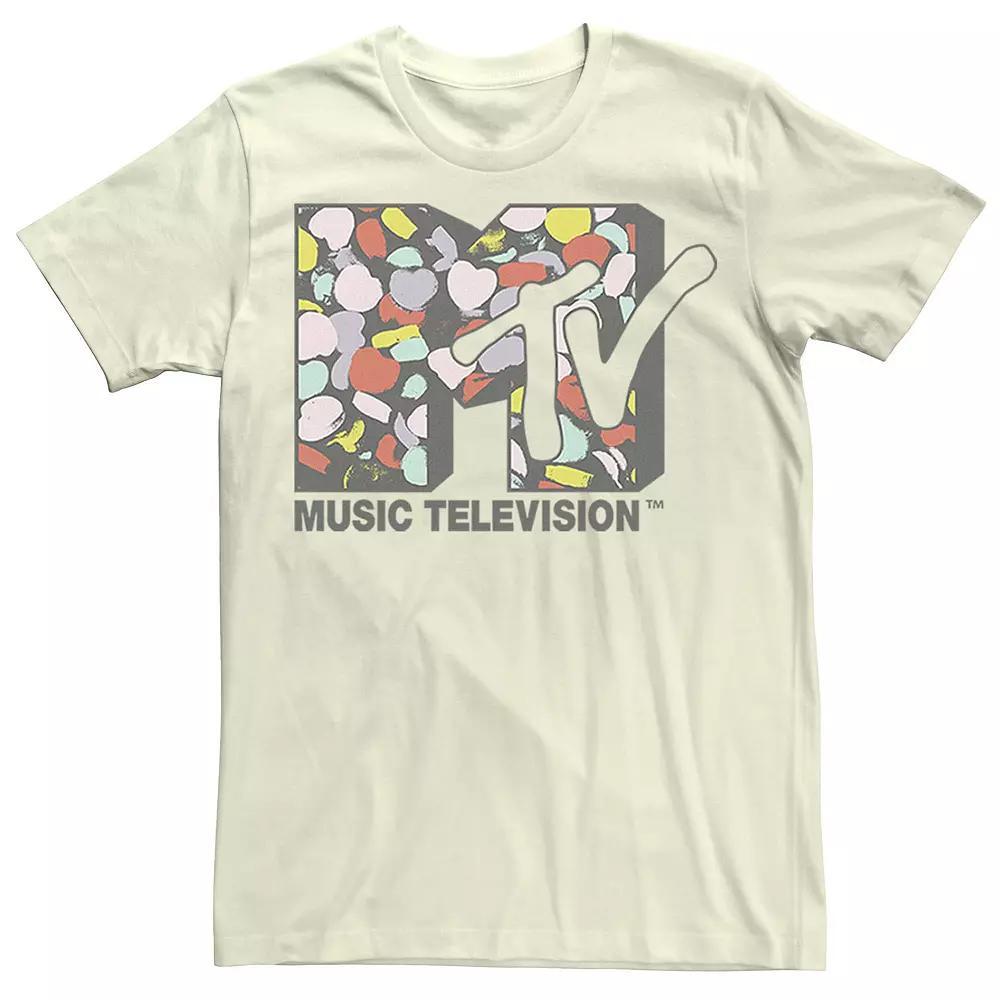 Men's MTV Music Television Confetti Hearts Logo Tee, Size: Medium, Natural Product Image