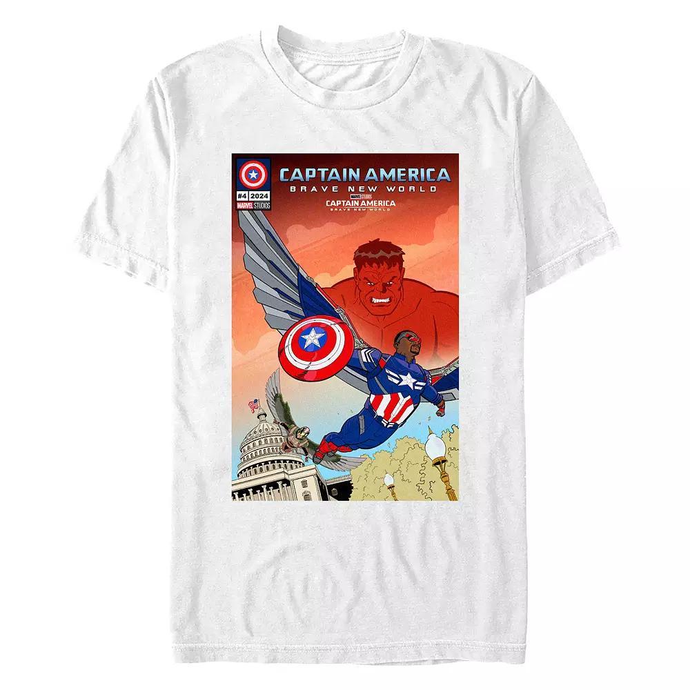 Men's Marvel Captain America Brave New World Red Hulk Watching Graphic Tee, Size: XS, White Product Image