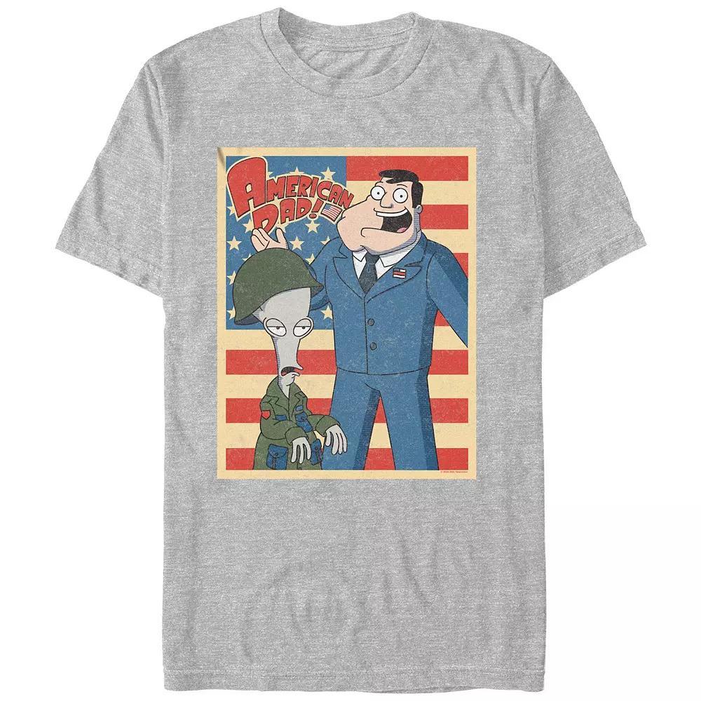 Men's American Dad Enlisted Stamp Graphic Tee, Size: Small, Athletic Grey Product Image