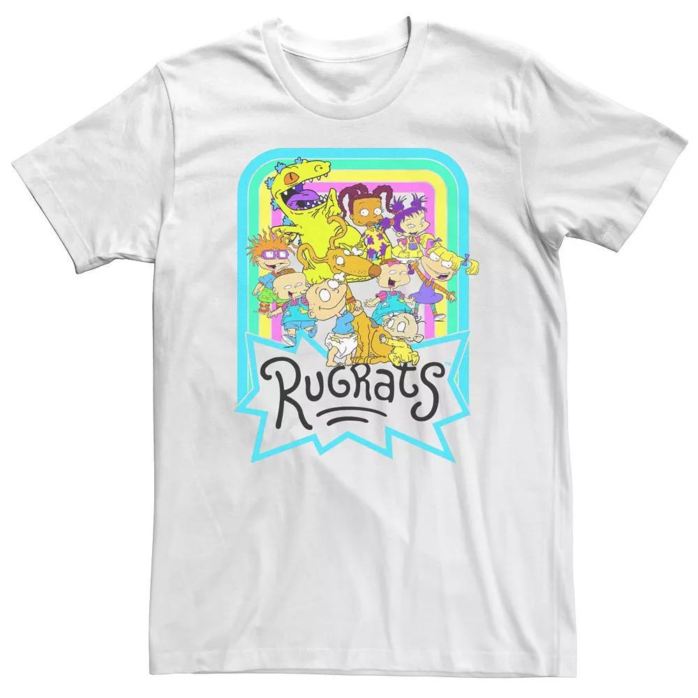Men's Rugrats Neon Rainbow Group Tee, Size: XXL, White Product Image