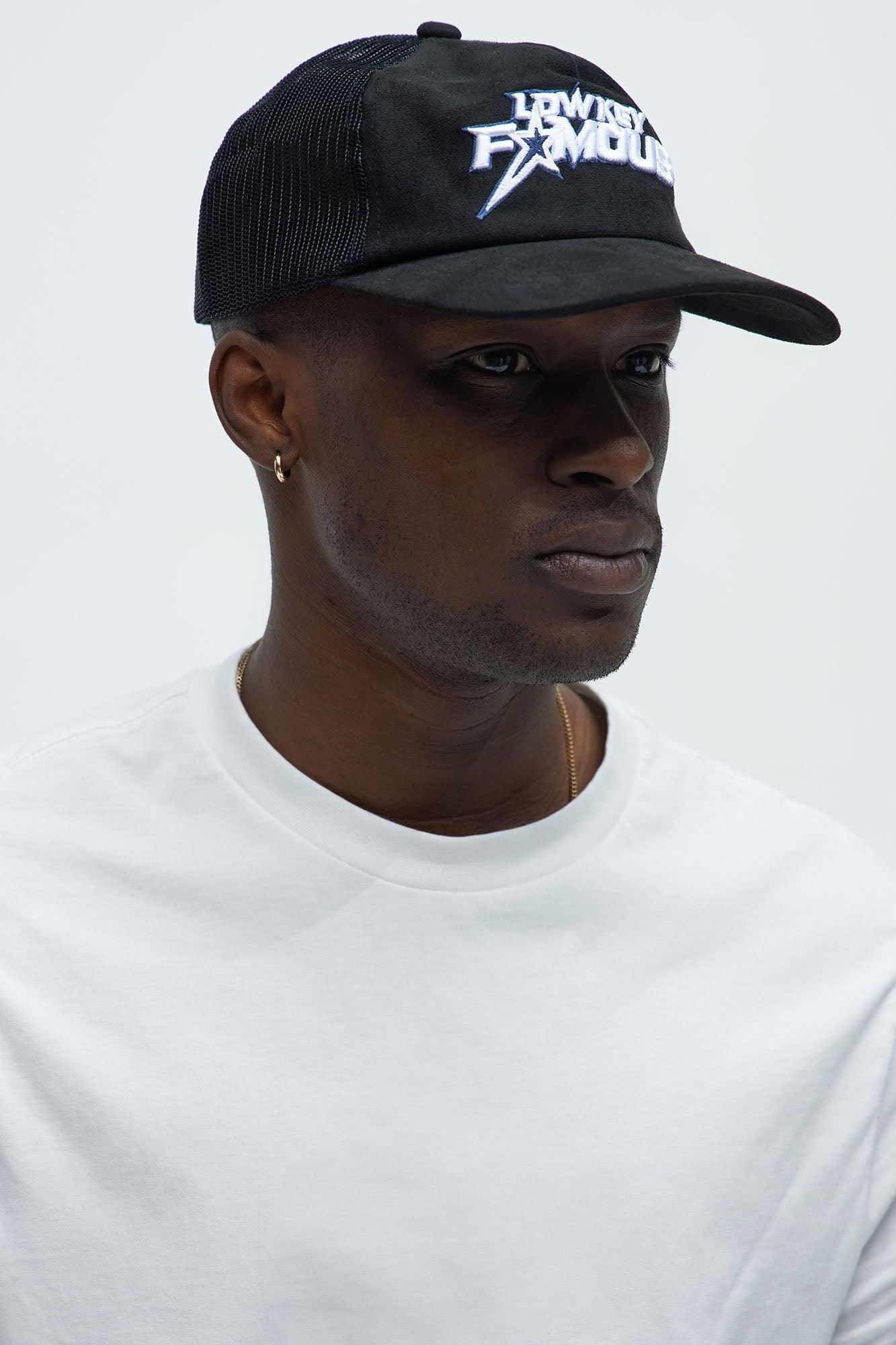 Low Key Famous Faux Suede Snapback Hat - Black Product Image