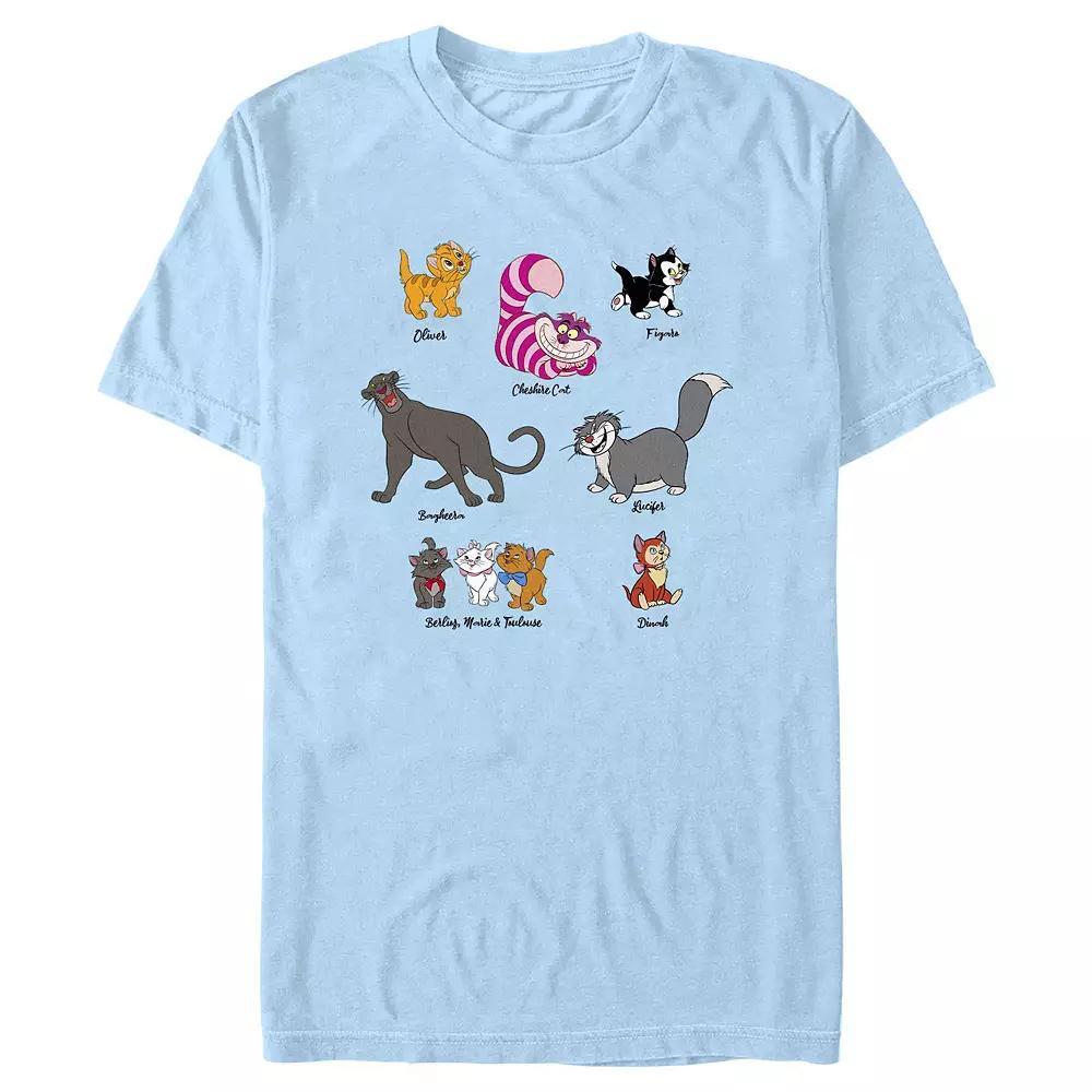 Disney's Multi-Franchise Cast Cats Men's Graphic Tee, Size: Medium, Light Blue Product Image