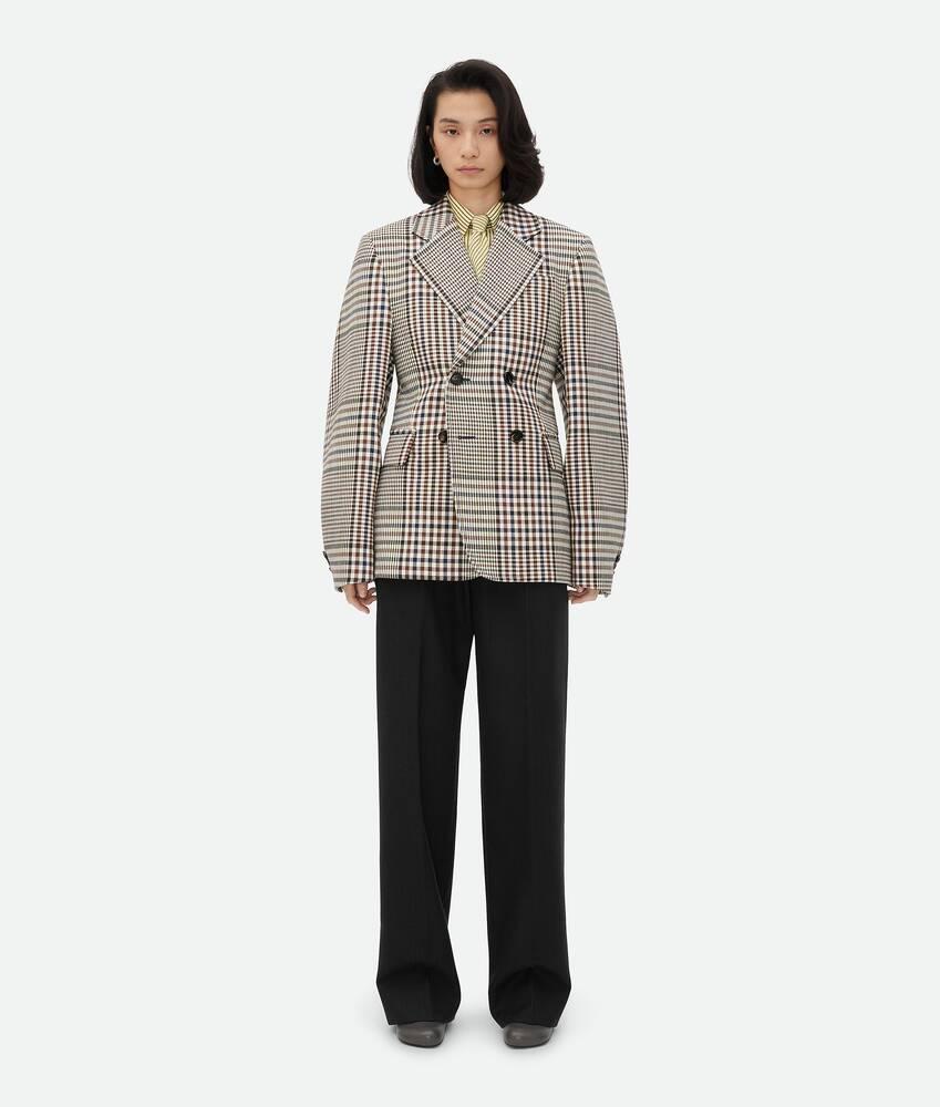 Women's Striped Wool Trousers in Black/dark blue Product Image
