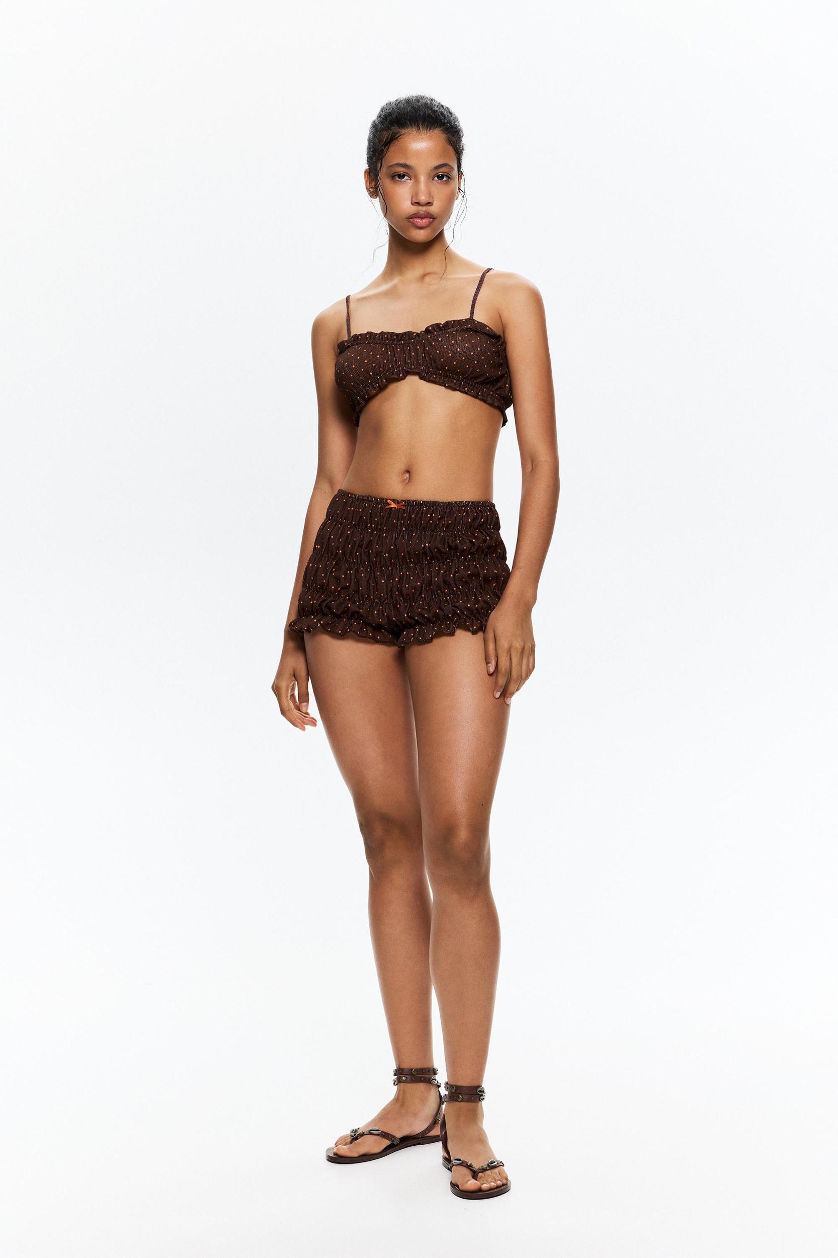 Brown polka dot crop top Product Image