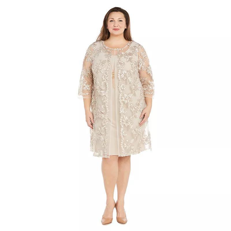 Plus Size R&M Richards 2-pc. Embroidered A-Line Dress & Duster Jacket Set, Women's, Size: 22 W, Blue Product Image