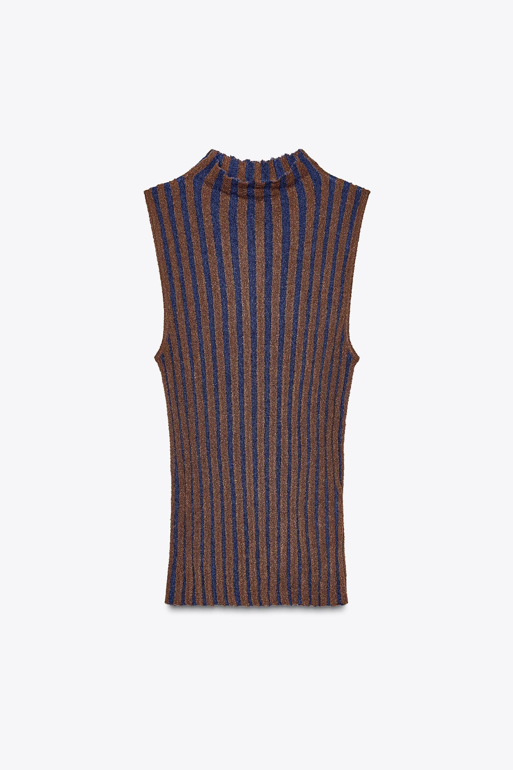 STRIPED CROPPED KNIT TOP Product Image