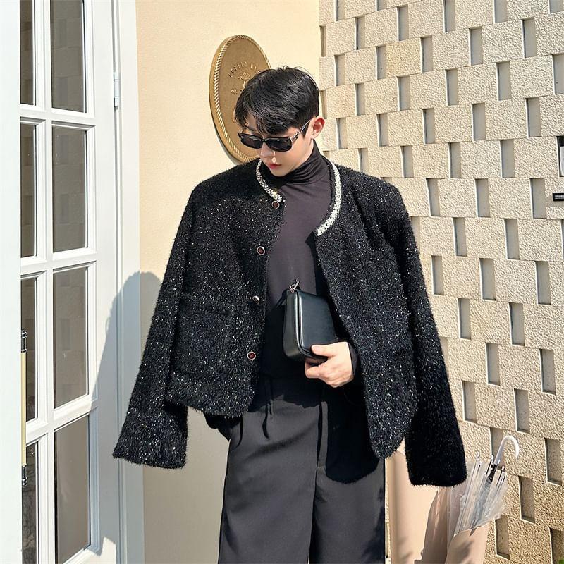 Plain Contrast Trim Single-Breasted Jacket Product Image