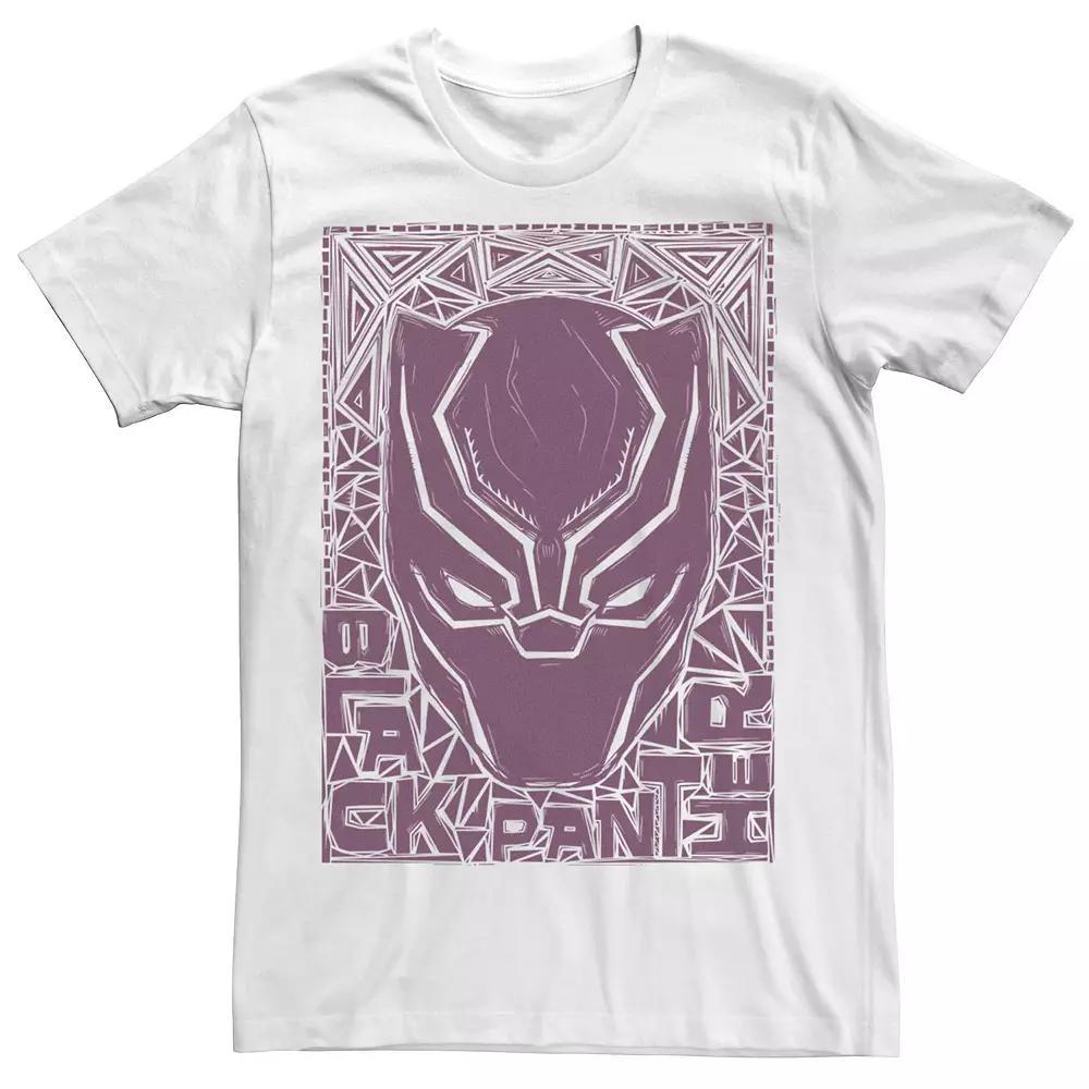 Men's Marvel Black Panther Mask Woodcut Portrait Tee, Size: Medium, White Product Image