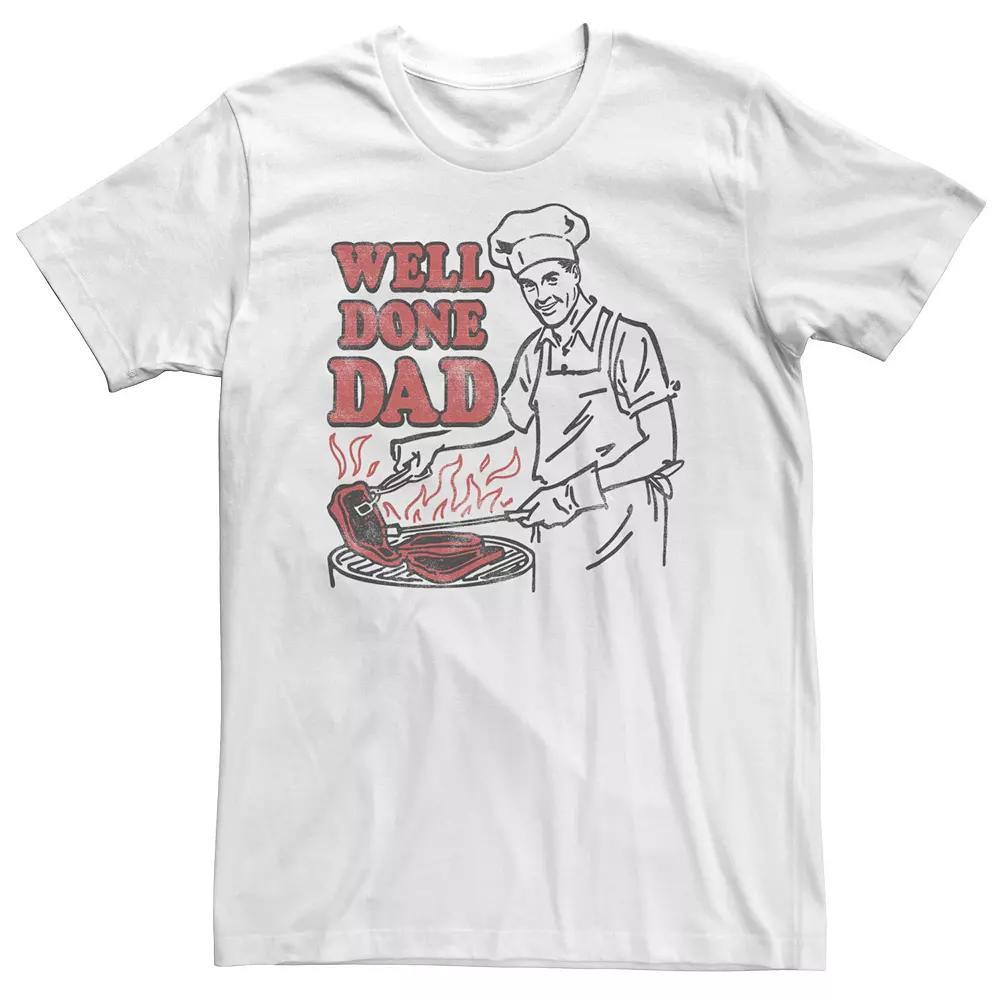 Big & Tall "Well Done Dad" Grilling Barbecue Father's Day Tee, Men's, Size: 5XL, White Product Image