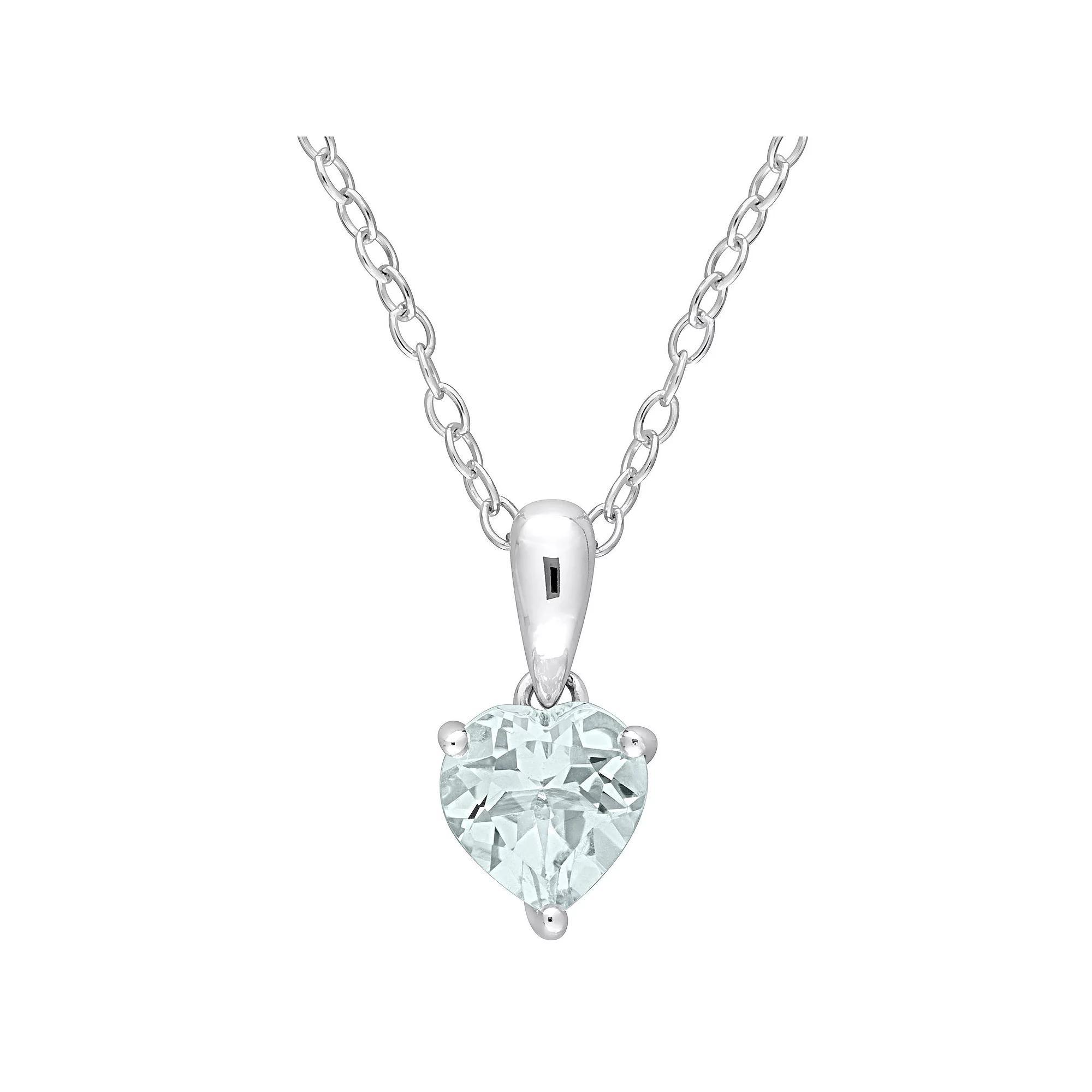 Stella Grace Sterling Silver & Gemstone Heart Stud Pendant Necklace, Womens Red Product Image