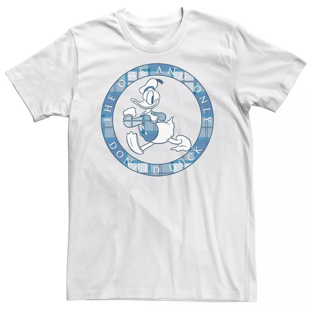 Disney's Donald Duck Plaid Portrait Circle Logo Men's Tee, Size: XXL, White Product Image