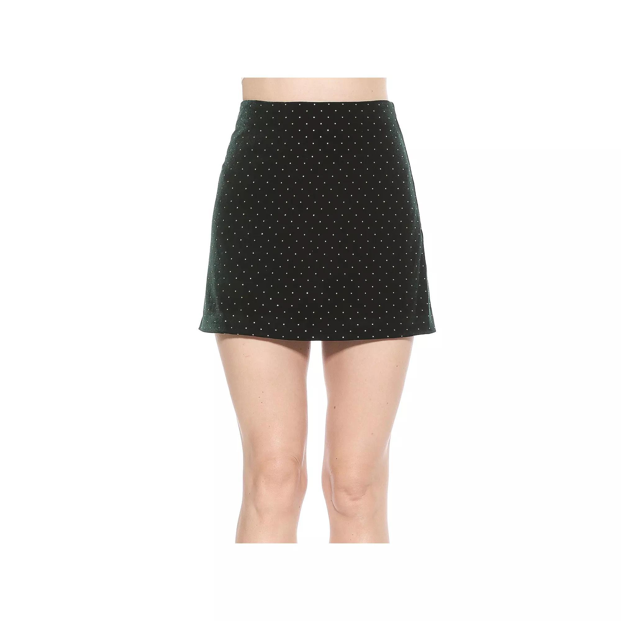 Women's Alexia Admor Finn Velvet Fitted Mini Skirt, Size: XS, Green Product Image