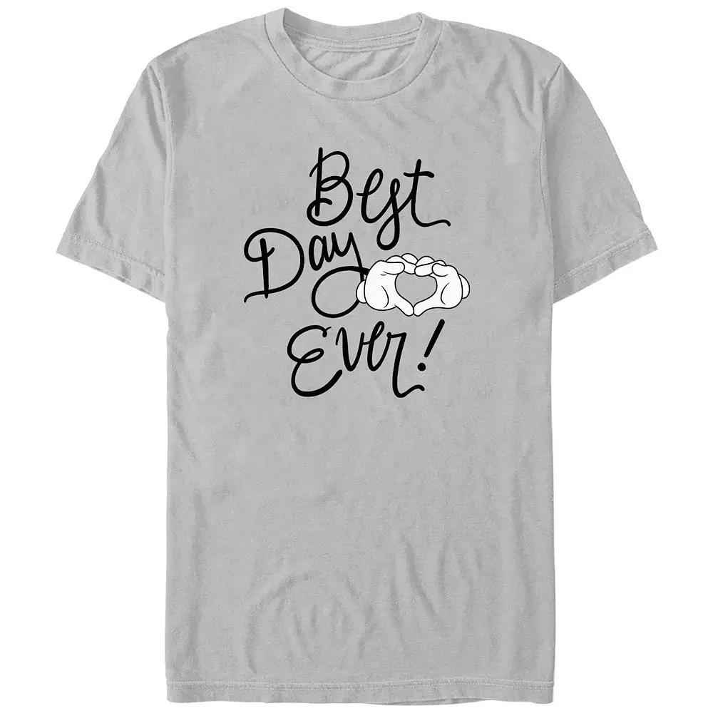 Disney's Mickey Mouse Heart Sign Best Day Ever Men's Graphic Tee, Size: XS, Silver Product Image