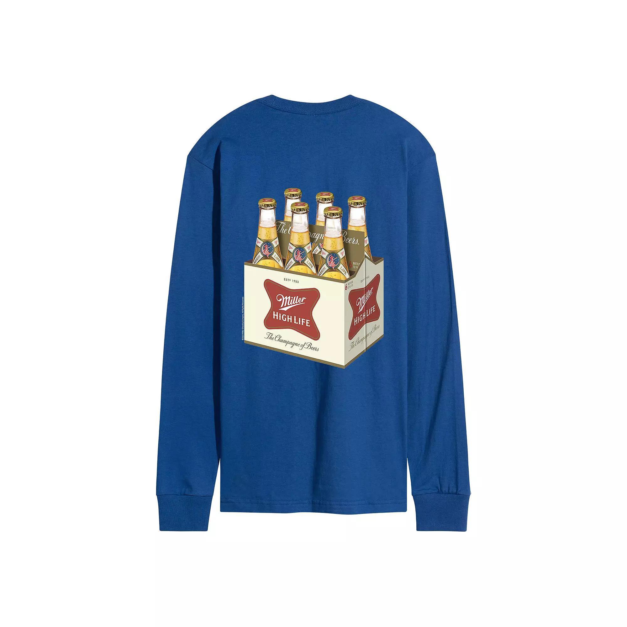 Mens Miller High Life 6 Pack Bottles Long Sleeve Graphic Tee Product Image