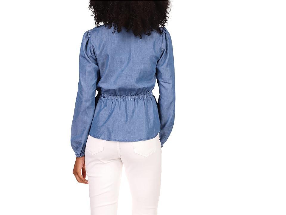 MICHAEL Michael Kors Long Sleeve Wrap Top (Light Cadet Wash) Women's Clothing Product Image