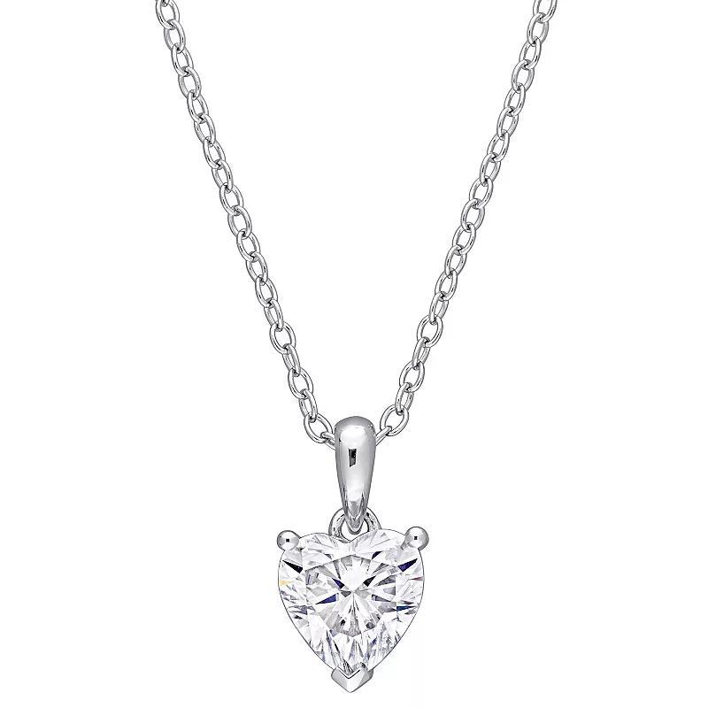 Stella Grace Sterling Silver Lab-Created Moissanite Solitaire Pendant Necklace, Women's, Size: 18" Product Image