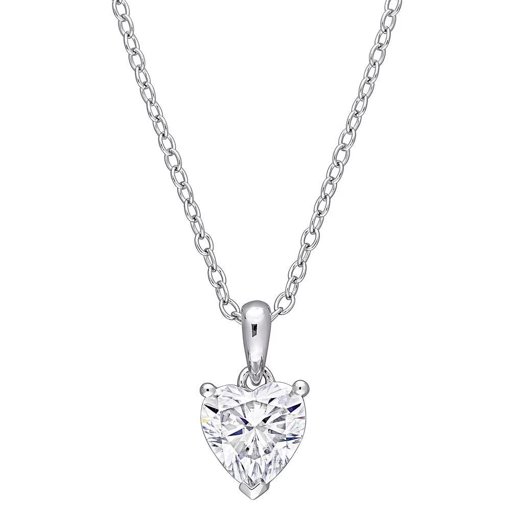 Stella Grace Sterling Silver Lab-Created Moissanite Solitaire Pendant Necklace, Women's, Size: 18" Product Image