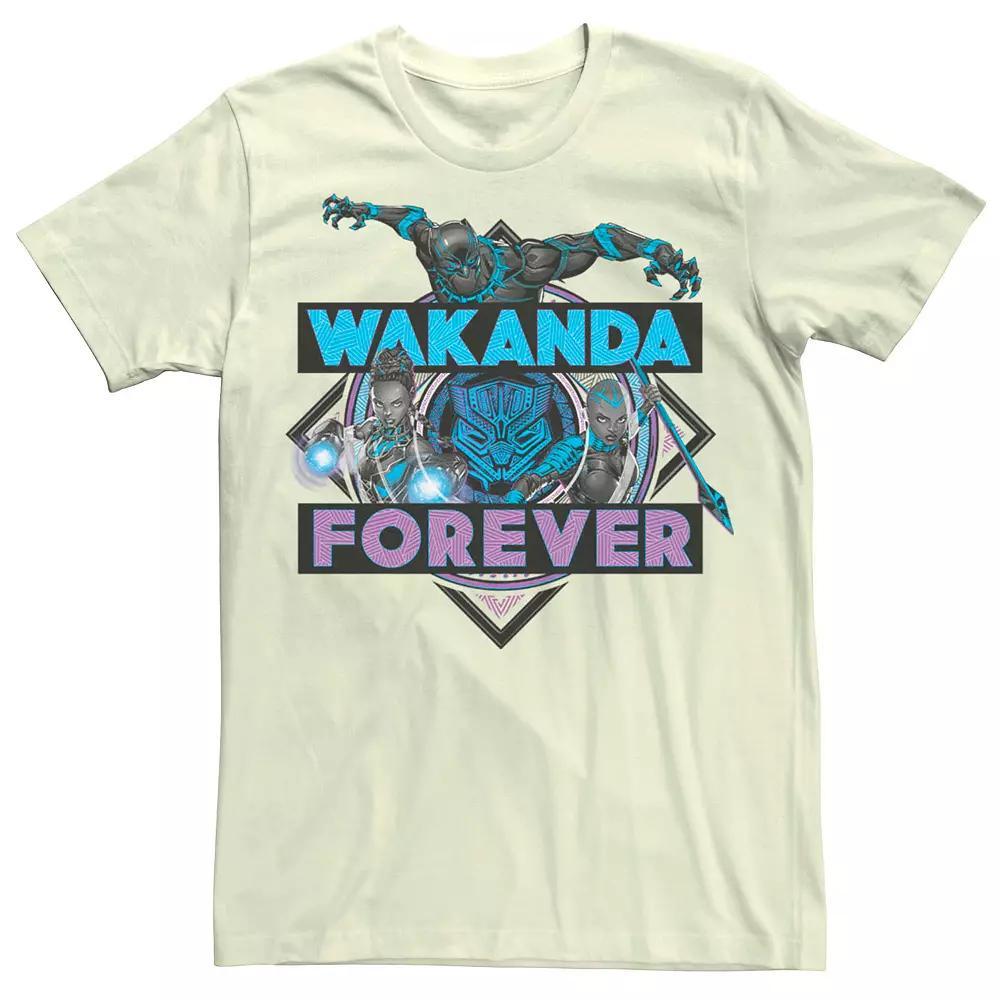 Men's Marvel Black Panther Wakanda Forever Neon Colors Tee, Size: Medium, Natural Product Image