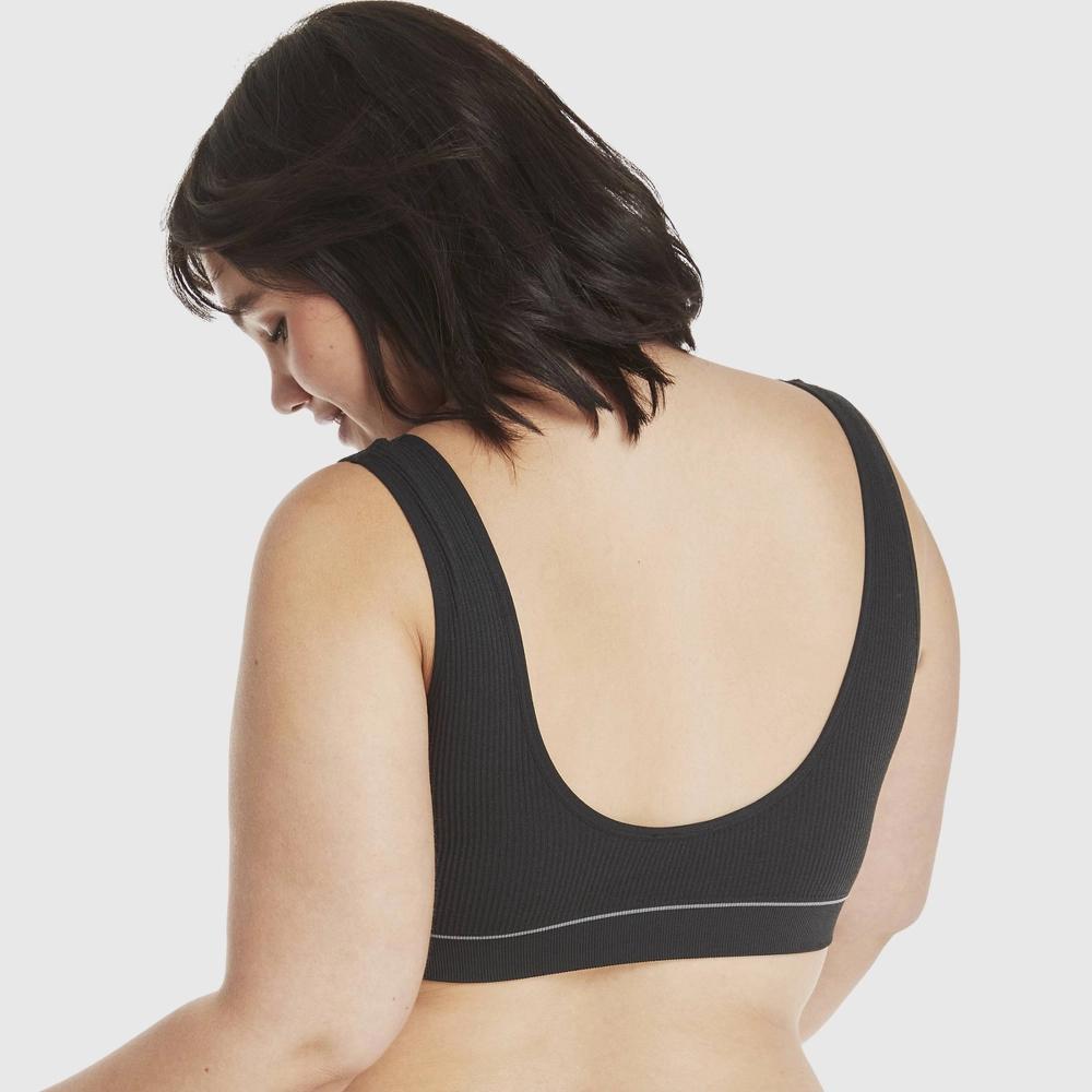 Hanes Women's Ribbed Scoopneck Bra MHT006 - Black XXL: Adjustable Strap, Unlined Full Coverage Product Image
