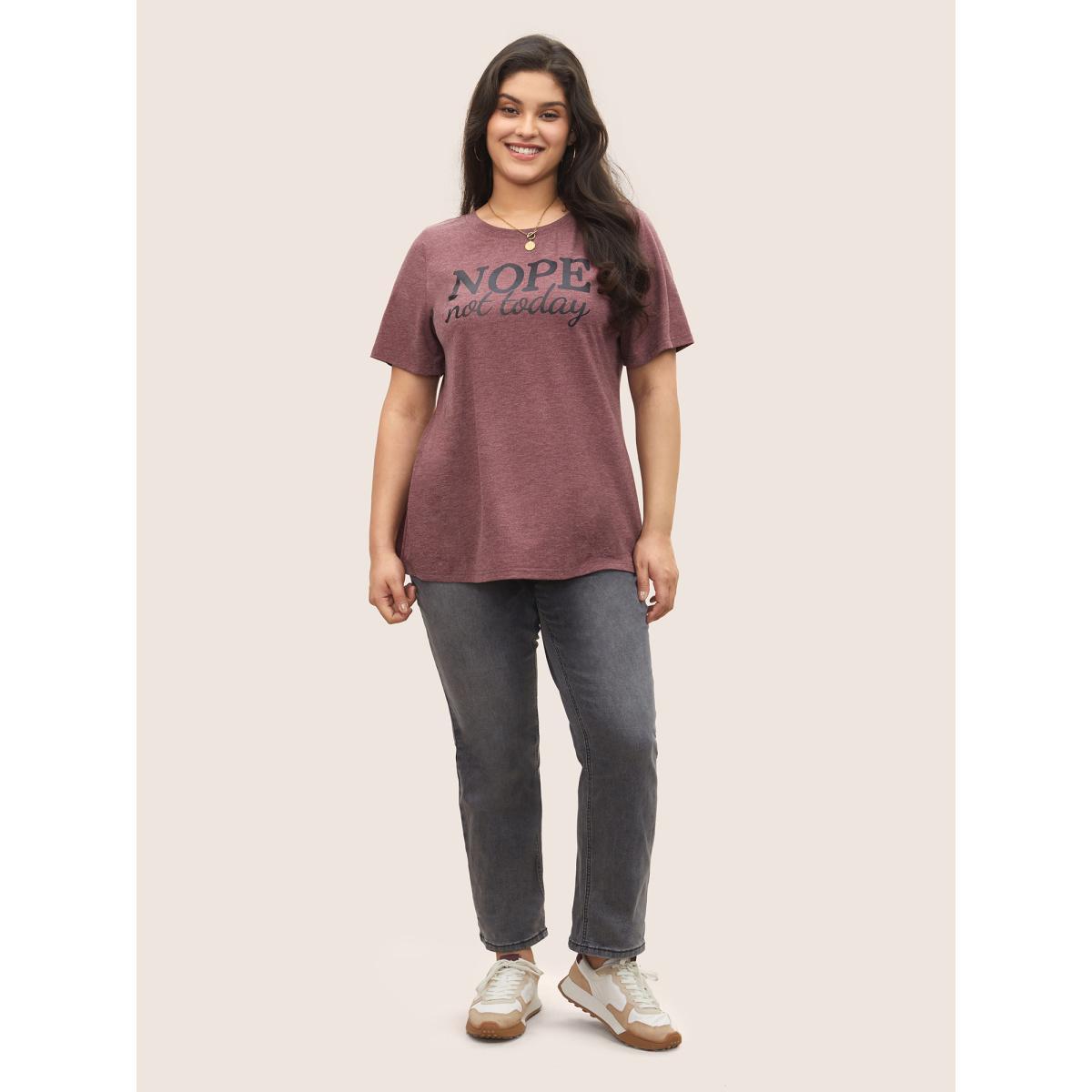 Plus Size Heather Positive Slogan Crew Neck T-shirt Russet Women Casual Positive slogan Round Neck Everyday T-shirts BloomChic 12/L Product Image