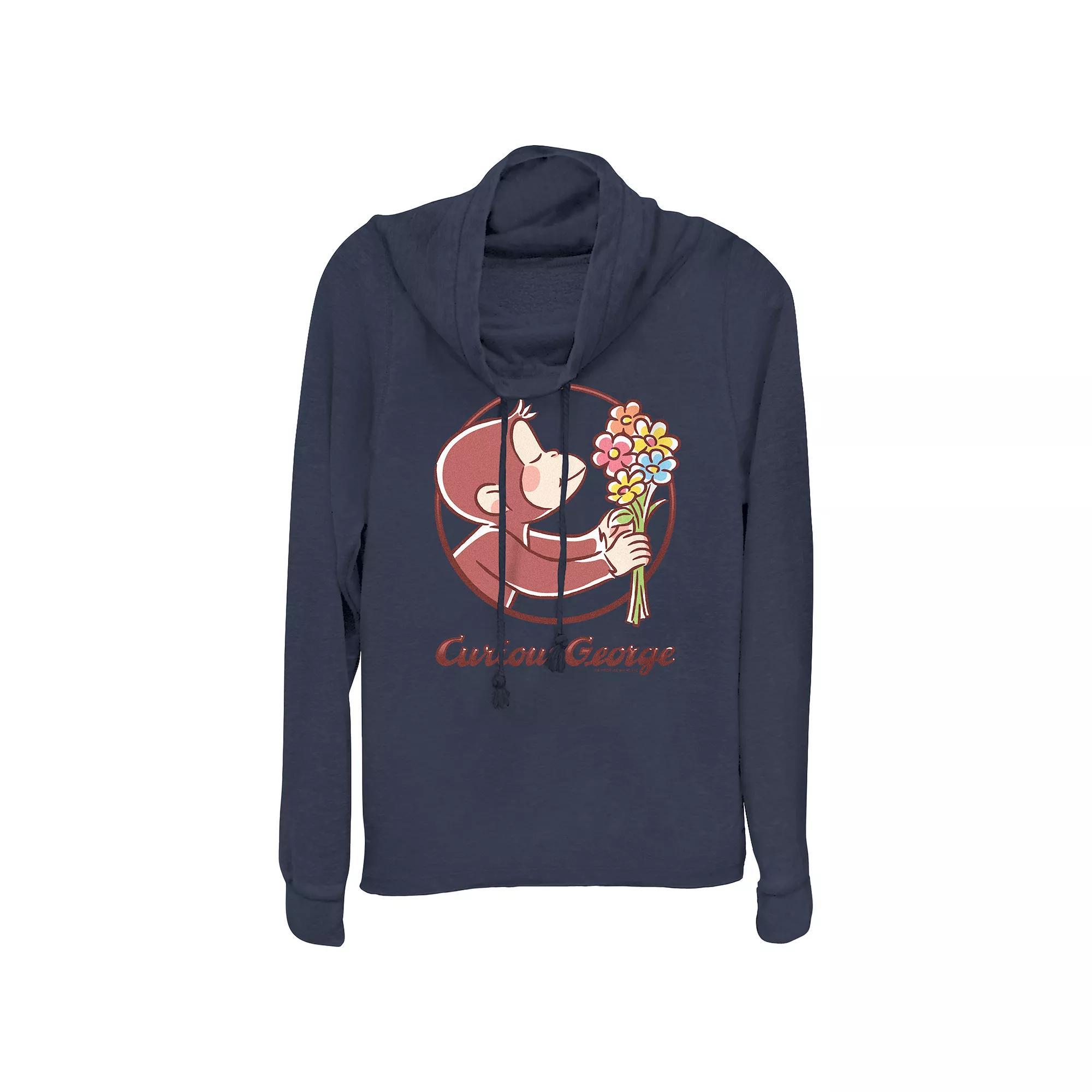 Disney's Cinderella Juniors' Portrait Cowlneck Graphic Lightweight Long Sleeve, Girl's, Size: Medium, Blue Product Image