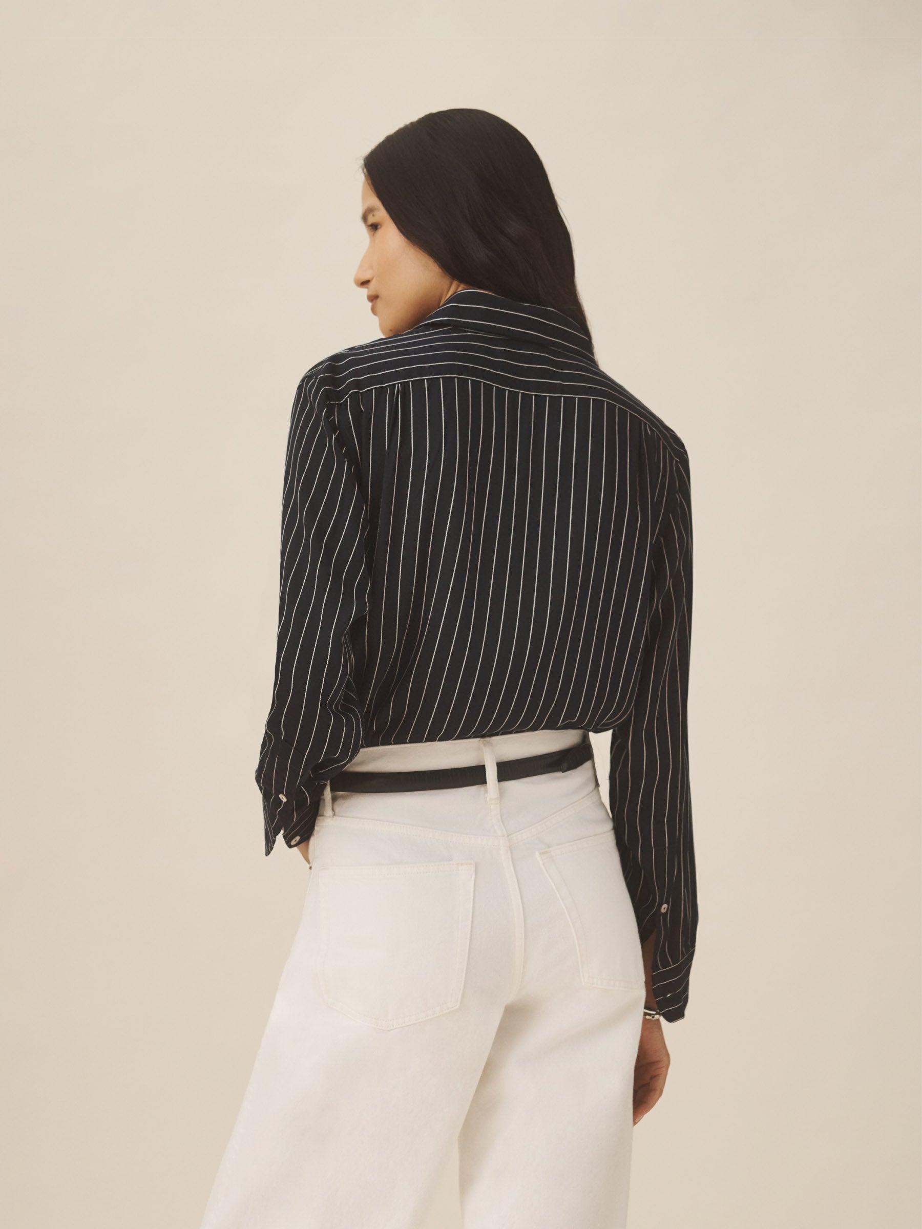 Dark Navy/White Stripe Poet Shirt Product Image