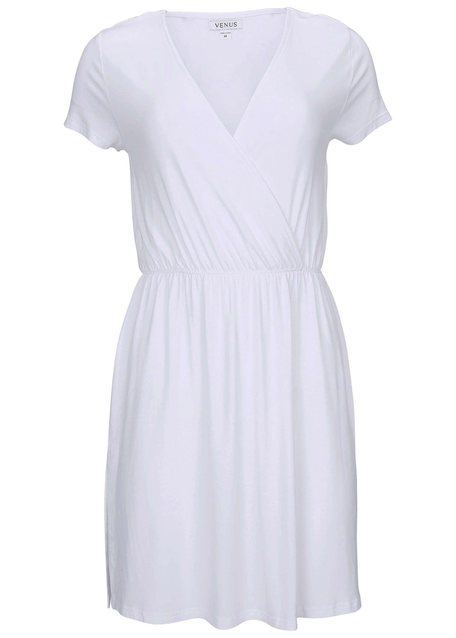 Short Sleeve Cover-Up Dress - White Product Image