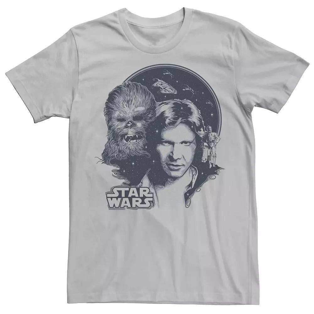 Men's Star Wars Retro Group Shot Logo Graphic Tee, Size: 3XL, Silver Product Image
