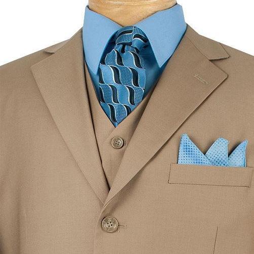 Avalon Collection - Regular Fit Men's Suit 3 Button 3 Piece Khaki Male Product Image