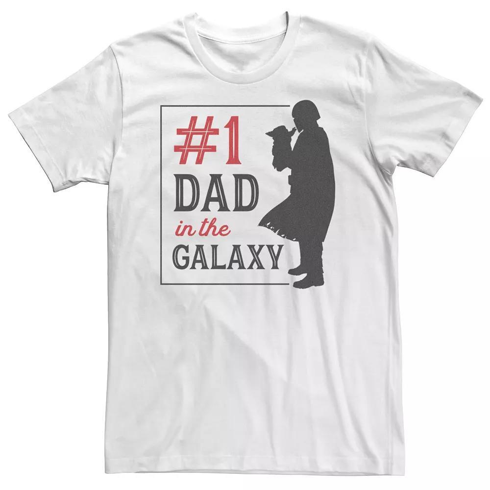 Big & Tall Star Wars The Mandalorian Mando Silhouette Number One Dad In The Galaxy Tee, Men's, Size: 4XL Tall, White Product Image