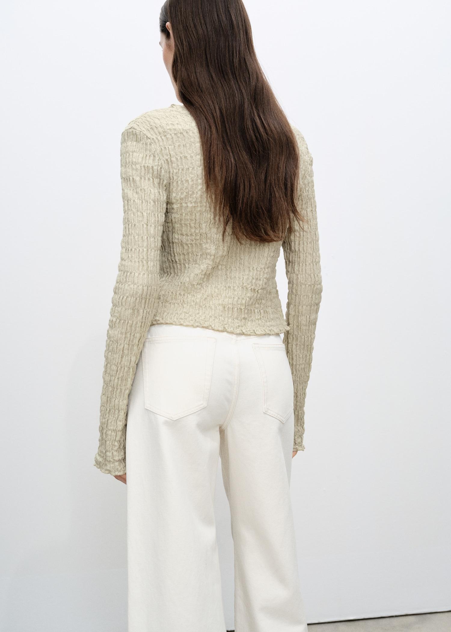 Cotton textured cardigan with bows - Women | MANGO USA Product Image