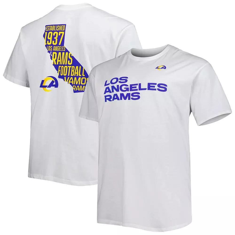 Men's Fanatics Branded White Los Angeles Rams Big & Tall Hometown Collection Hot Shot T-Shirt, Size: XLT Product Image