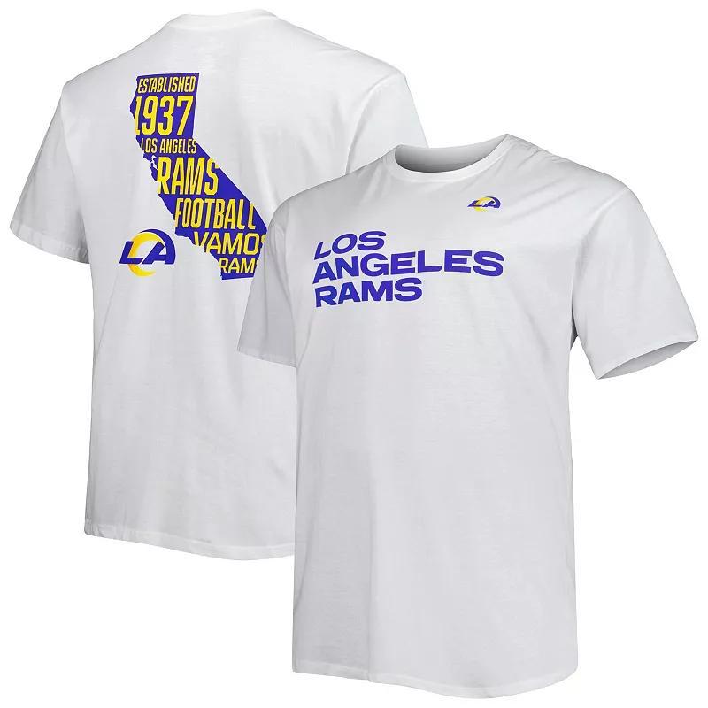 Men's Fanatics Branded White Los Angeles Rams Big & Tall Hometown Collection Hot Shot T-Shirt, Size: XLT Product Image