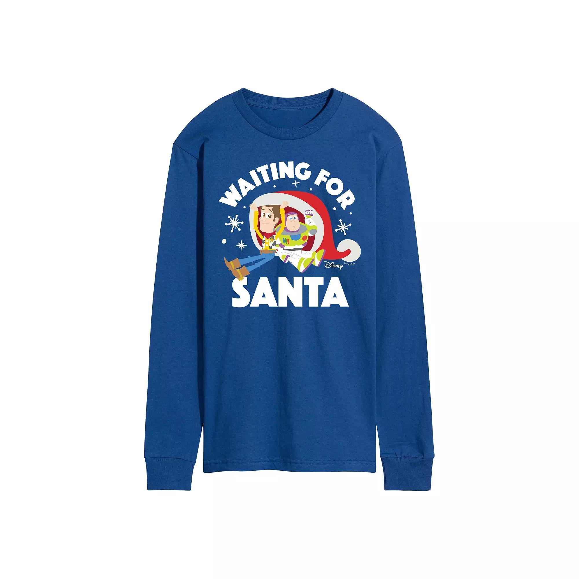 Disney / Pixars Toy Story Woody & Buzz Lightyear Mens Waiting For Santa Long Sleeve Graphic Tee Product Image