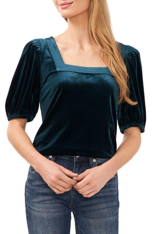 CeCe Womens Square Neck Short Puff Sleeve Velvet Top Product Image