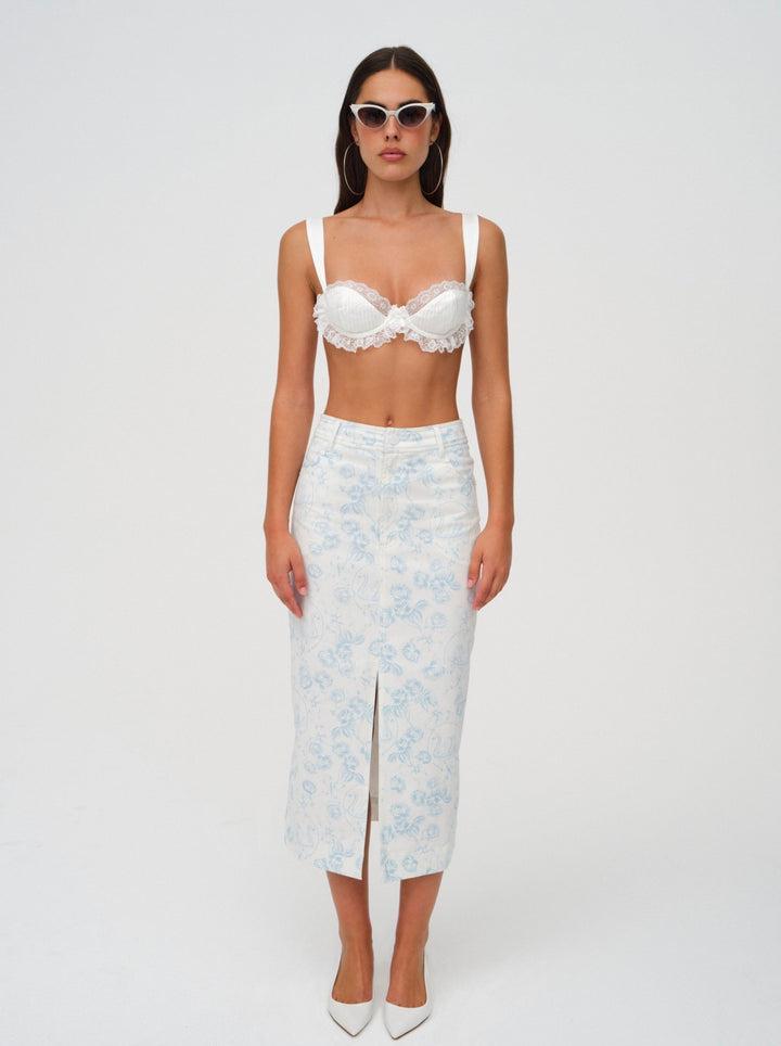 Chantal Denim Midi Skirt — Blue Product Image