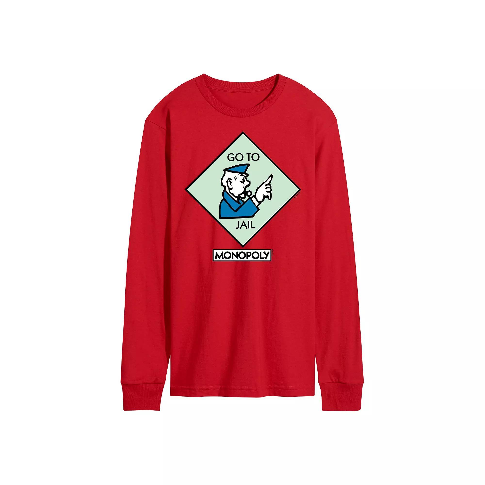 Mens Monopoly Go To Jail Square Long Sleeve Graphic Tee Product Image