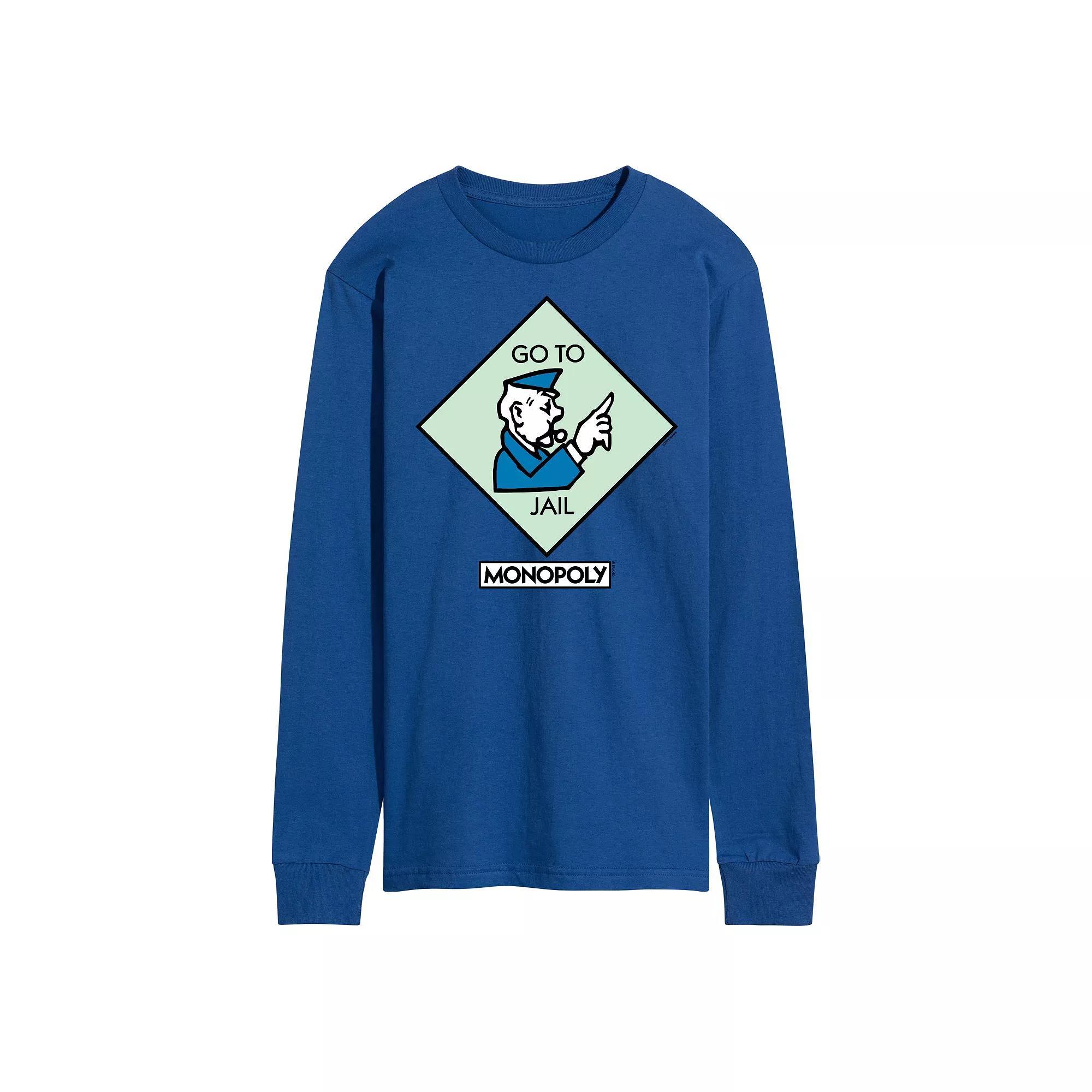 Mens Monopoly Go To Jail Square Long Sleeve Graphic Tee Product Image