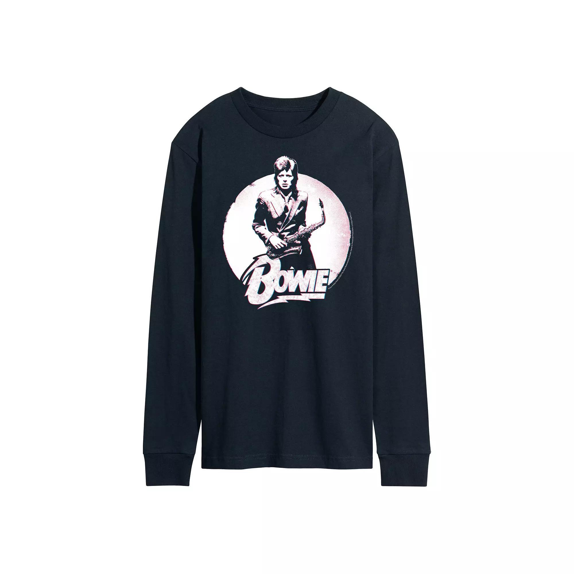 Mens David Bowie Distressed Long Sleeve Tee Blue Product Image