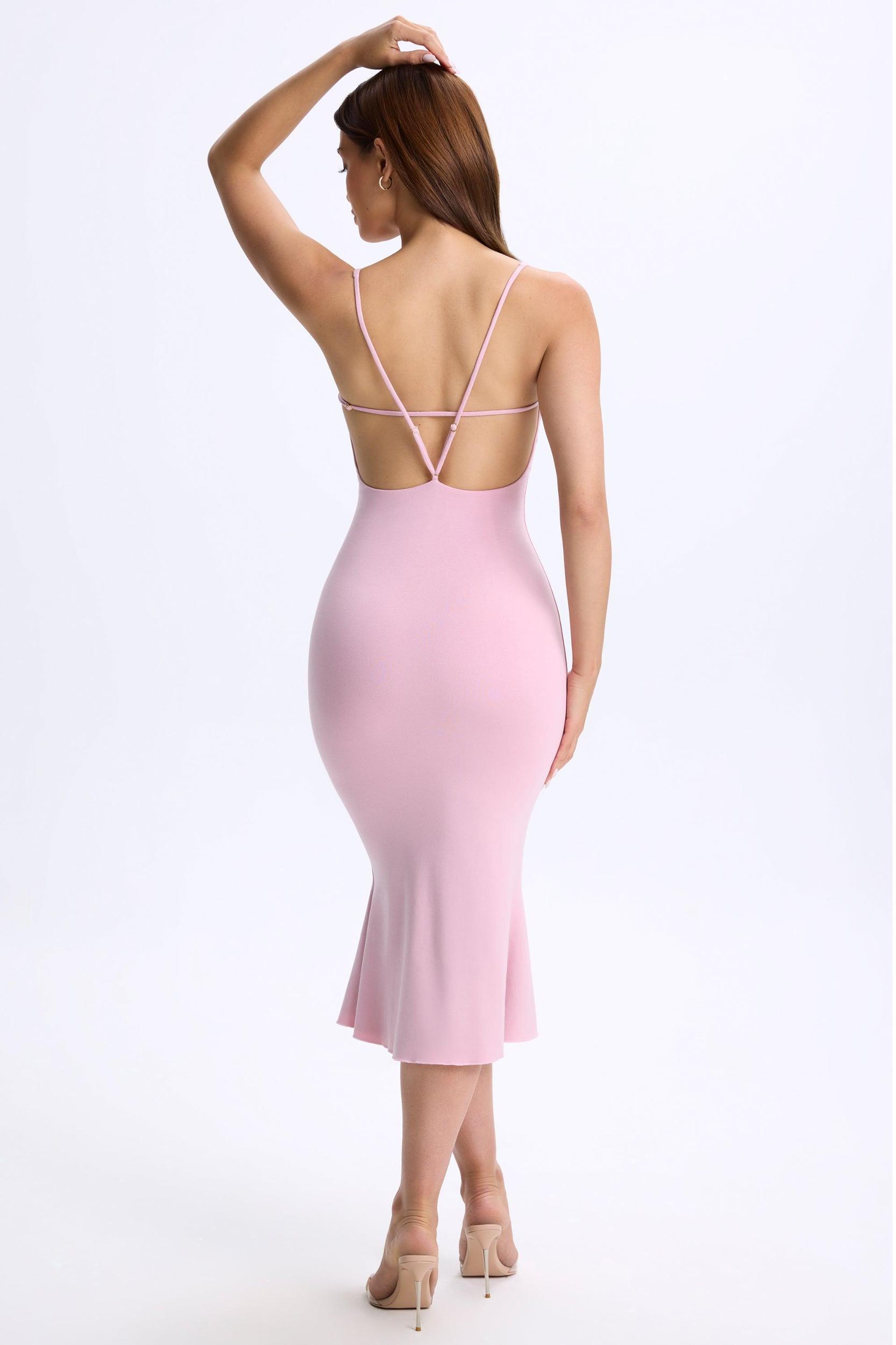 Plunge Open-Back Midaxi Dress in Blush Pink Product Image