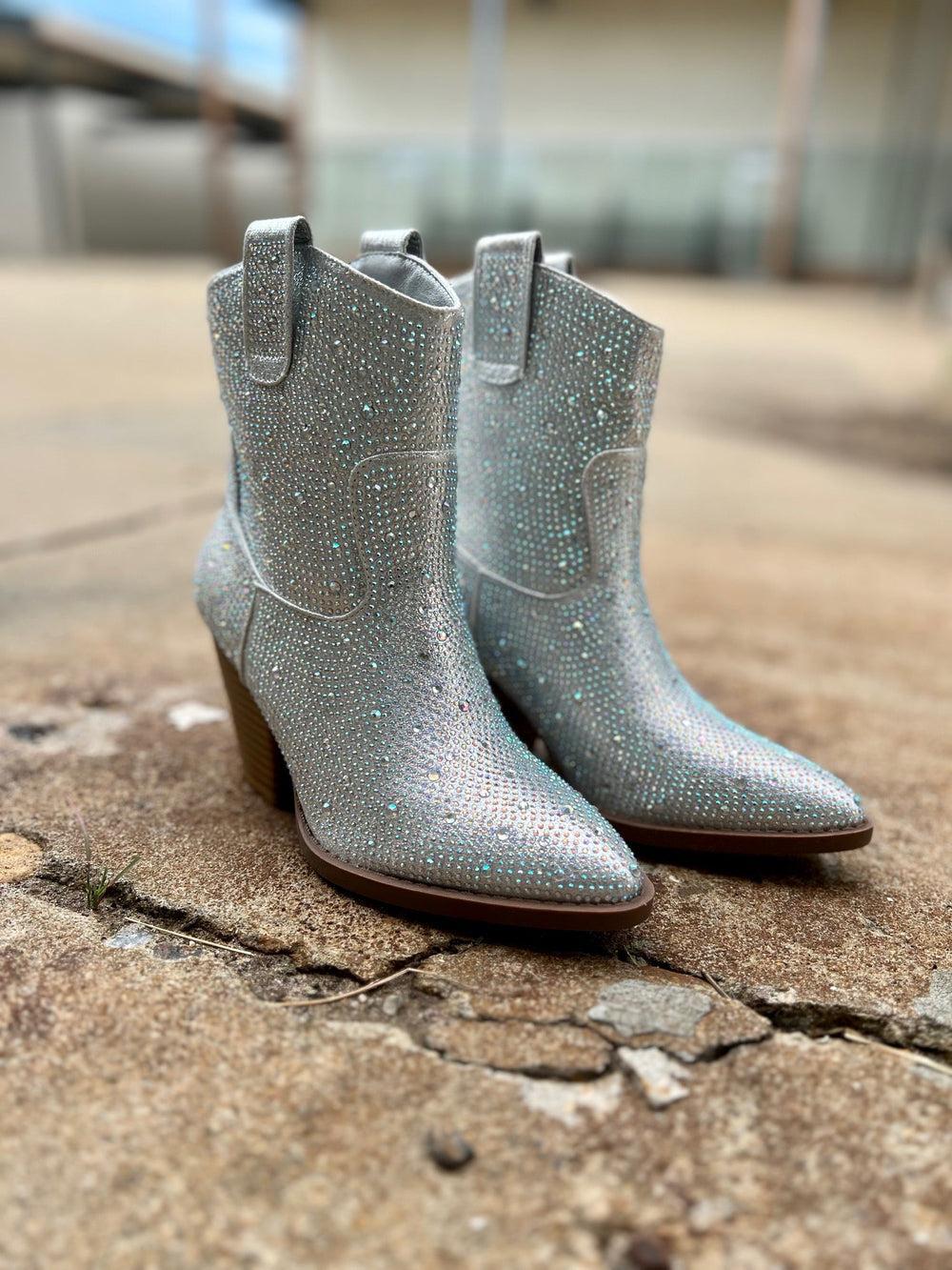 Tres' Rivers Silver Rhinestone Booties* Product Image