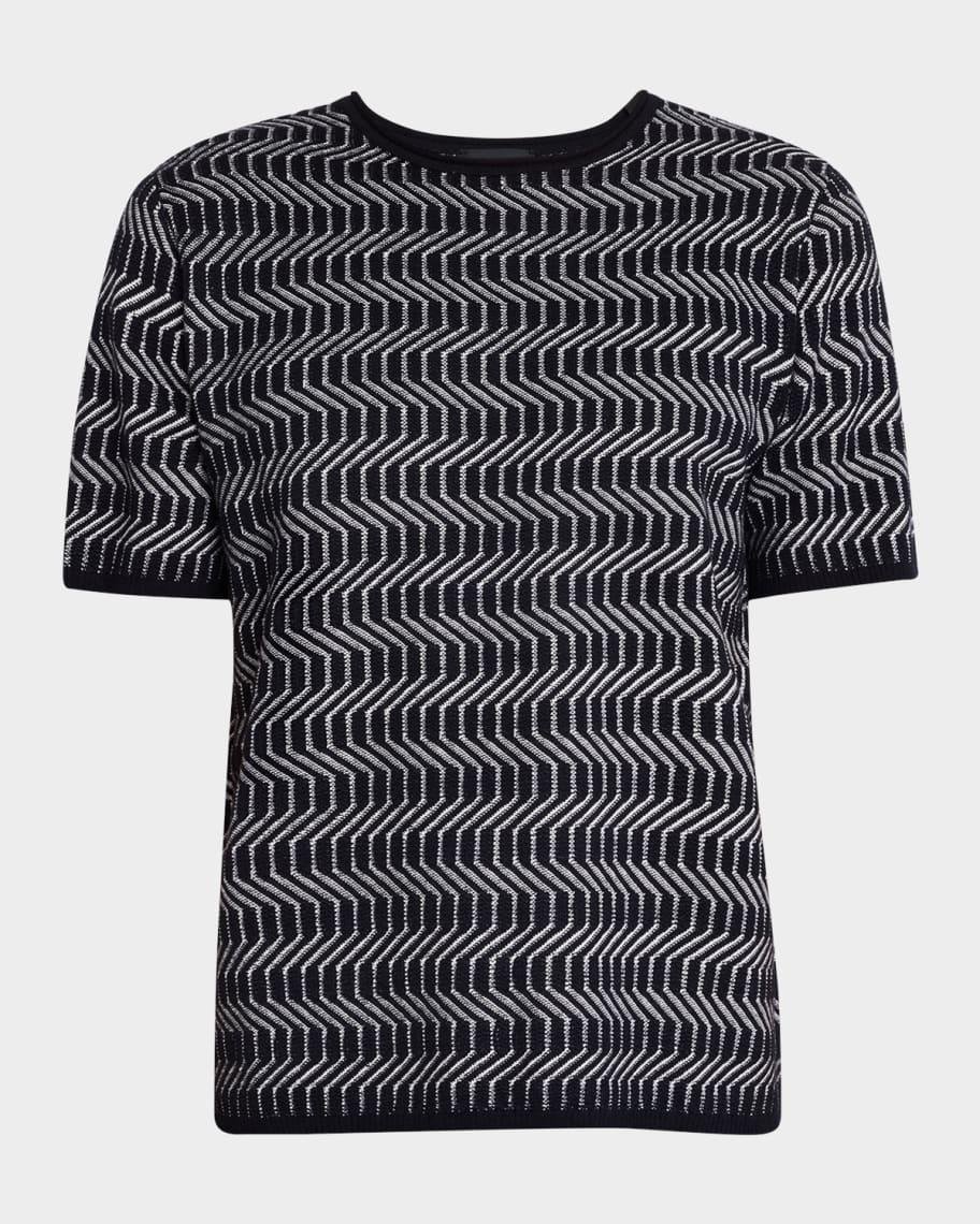 Mens Bicolor Jacquard Short-Sleeve Sweater Product Image