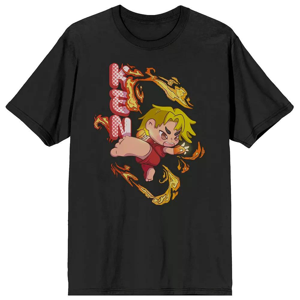Men's Street Fighter Chibi Ken Short Sleeve Graphic T-Shirt, Size: Large, Black Product Image