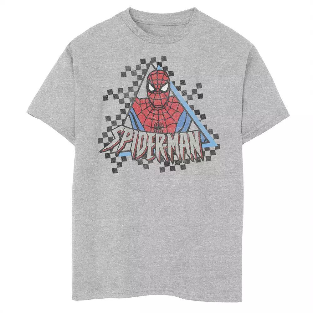 Boys 8-20 Marvel Spider-Man Checkerboard Retro Portrait Graphic Tee, Boy's, Size: XS, Athletic Grey Product Image