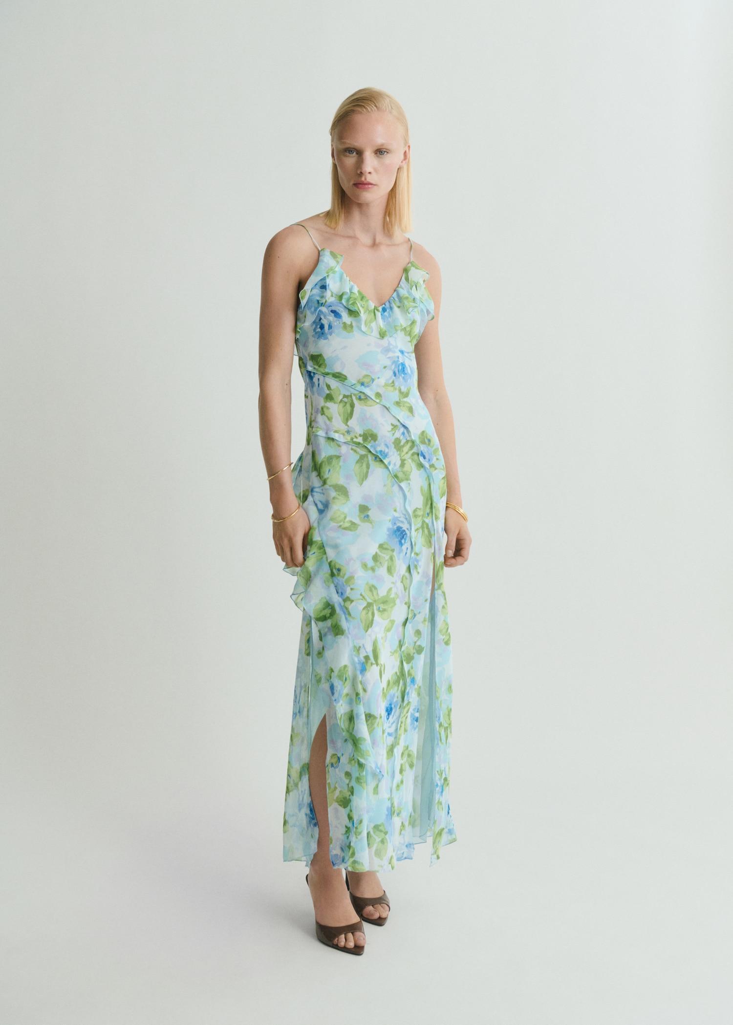 Ruffled floral print dress - Women | MANGO USA Product Image