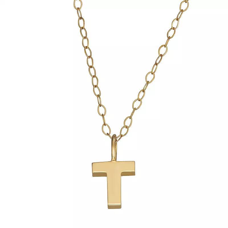 10K Gold Initial Pendant on 14K Gold Filled Chain, Womens Product Image