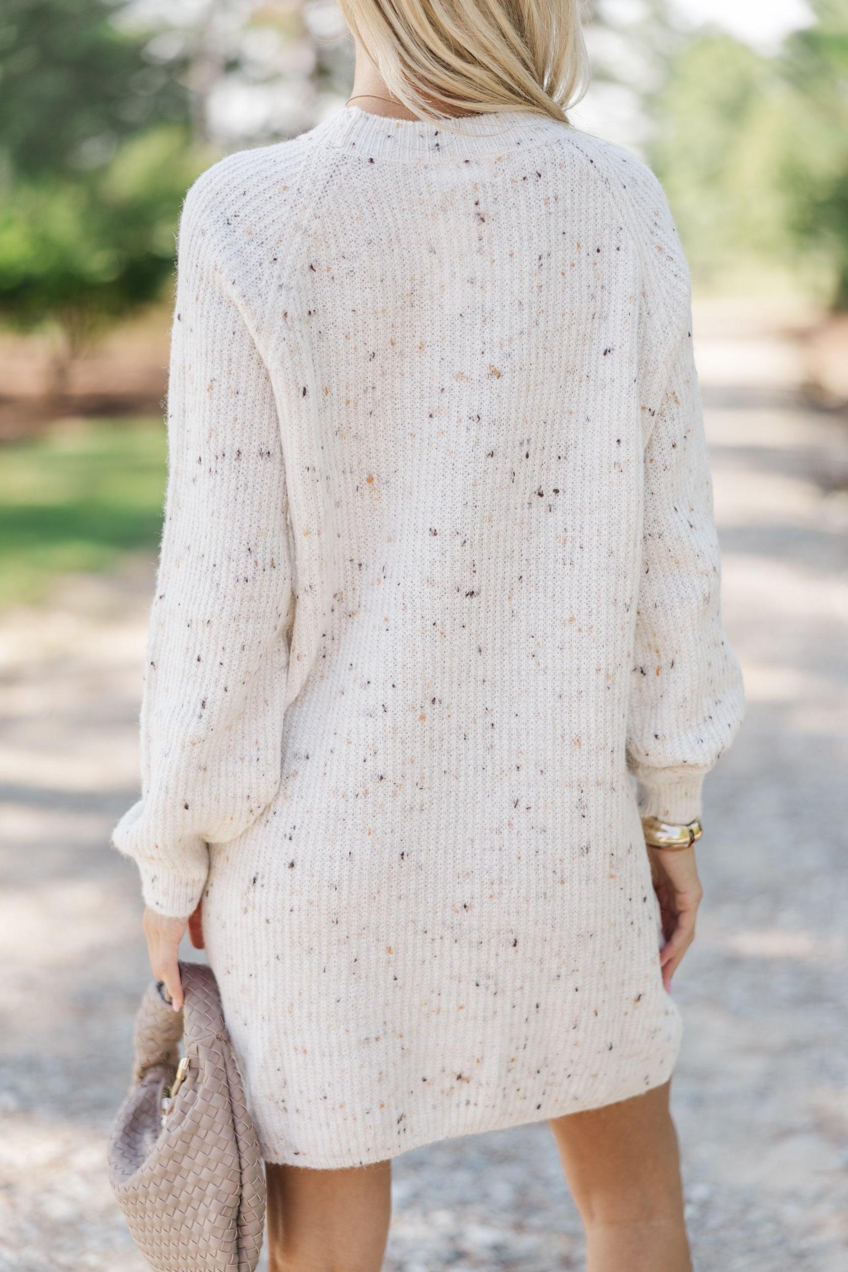 Feeling It Ivory White Sweater Dress Female Product Image