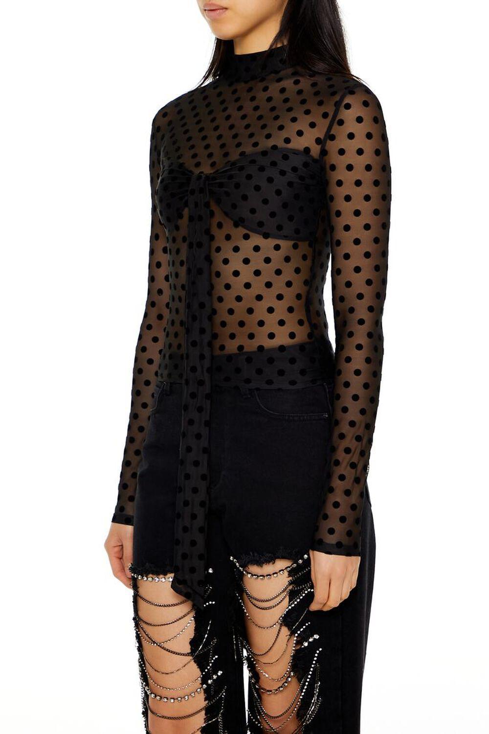 Mesh Polka Dot Mock Neck Top | Forever 21 Product Image