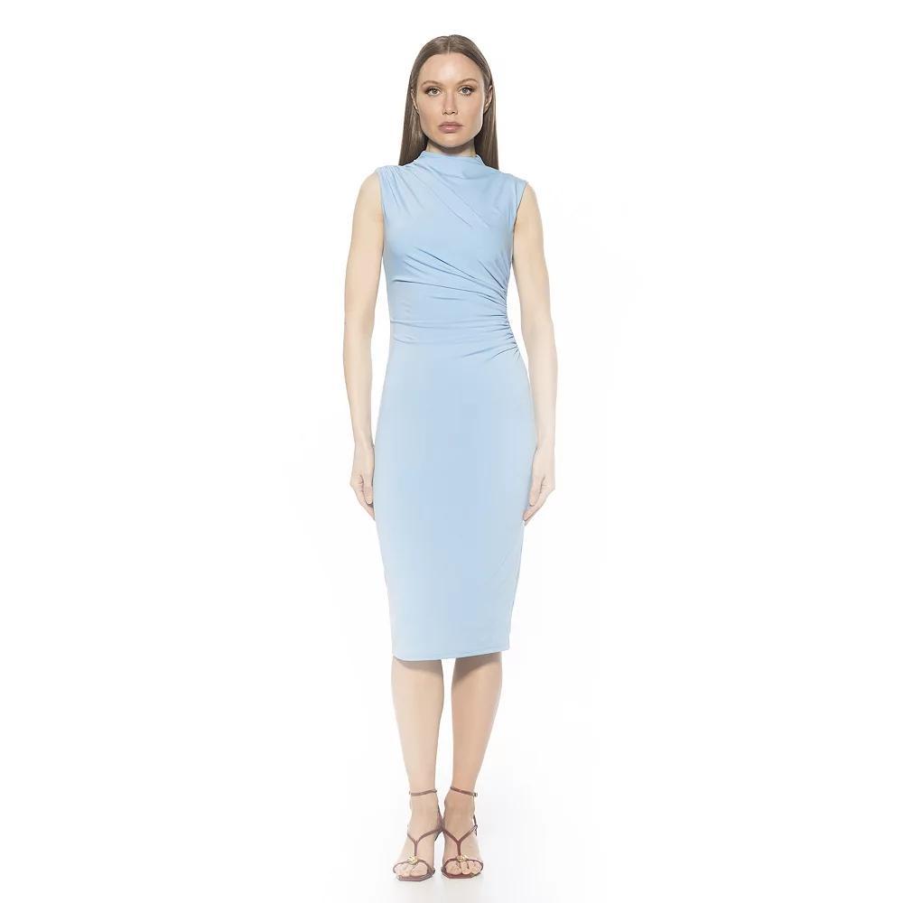 Women's ALEXIA ADMOR Jan Mockneck Sheath Dress, Size: Medium, Halogen Blue Product Image
