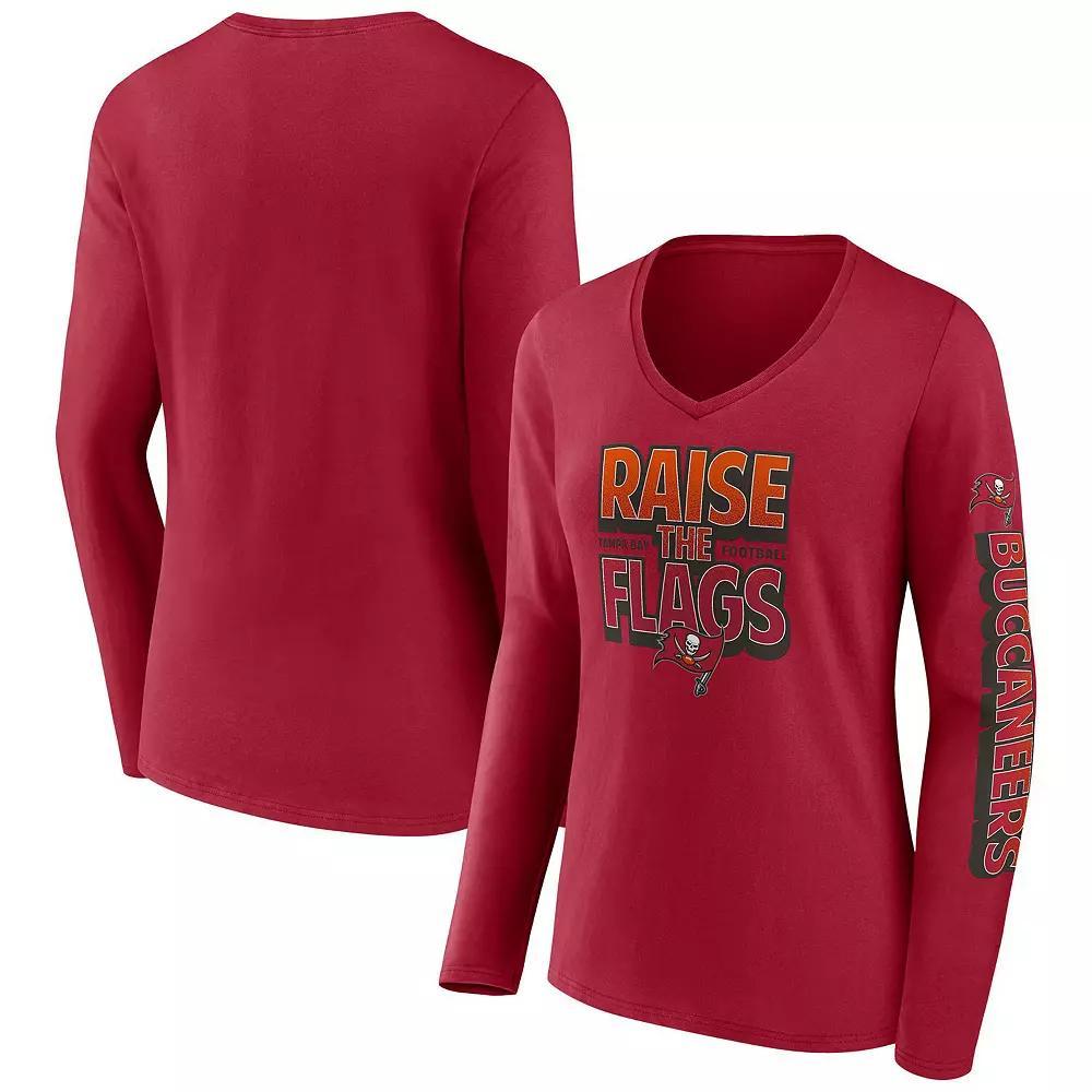 Womens Fanatics Branded Red Tampa Bay Buccaneers Hometown Sweep Long Sleeve V-Neck T-Shirt Product Image